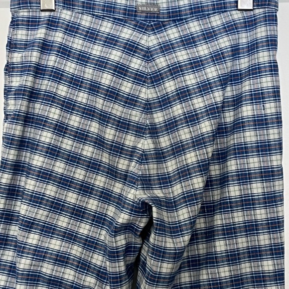 Vintage Cotton Check Flare Mid-Rise Blue White Made in Canada Pants 28 - Picture 8 of 13